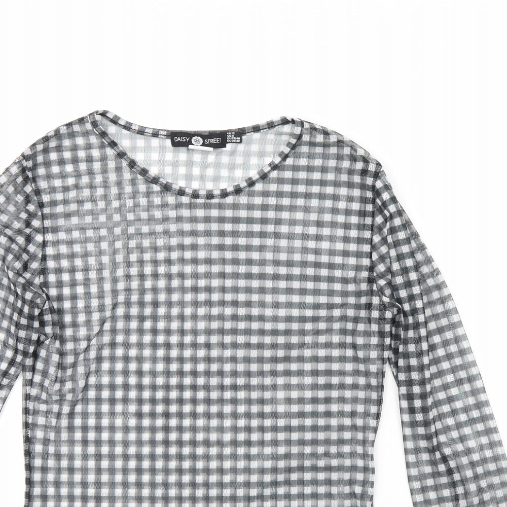 Daisy Street Womens Black Plaid  Basic Blouse Size 12