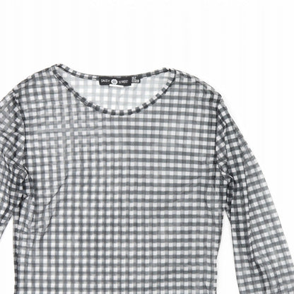 Daisy Street Womens Black Plaid  Basic Blouse Size 12