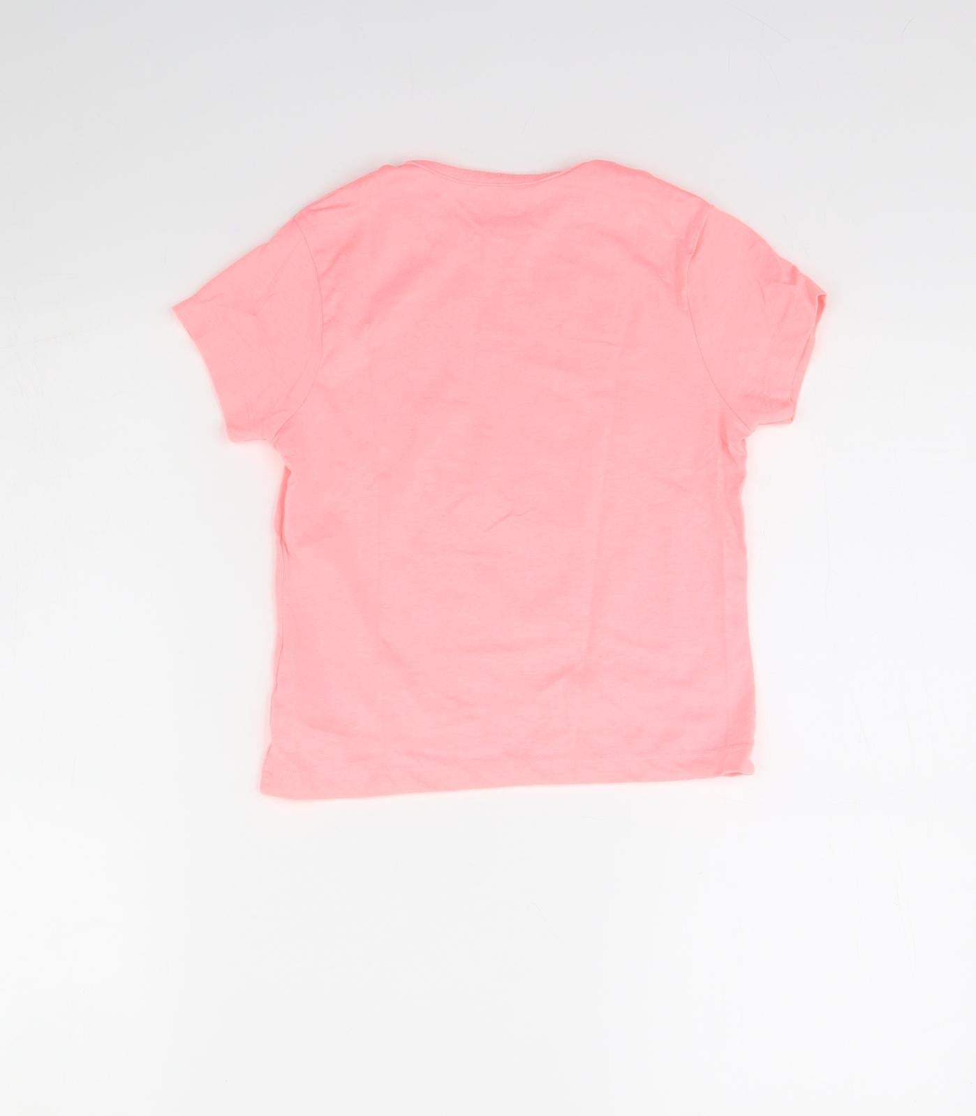 Primark Girls Pink   Basic T-Shirt Size 7 Years  - Tropical vibes