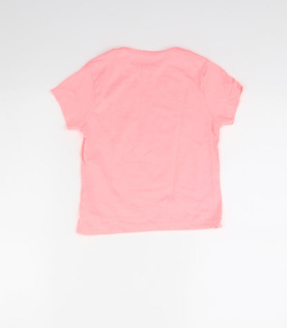 Primark Girls Pink   Basic T-Shirt Size 7 Years  - Tropical vibes