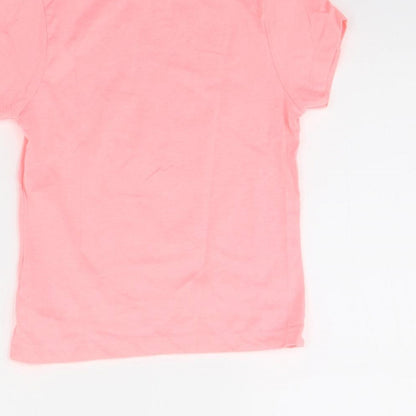 Primark Girls Pink   Basic T-Shirt Size 7 Years  - Tropical vibes