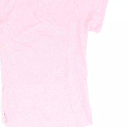 Preworn Girls Pink   Basic T-Shirt Size 7 Years  - Dog