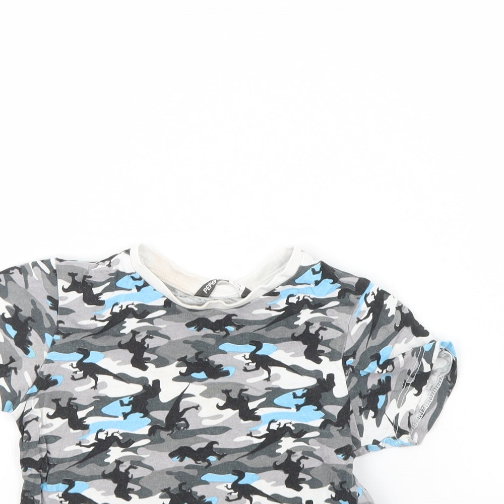 Close-up detail of Pep&Co boys’ multicoloured camouflage basic t-shirt, size 2, years