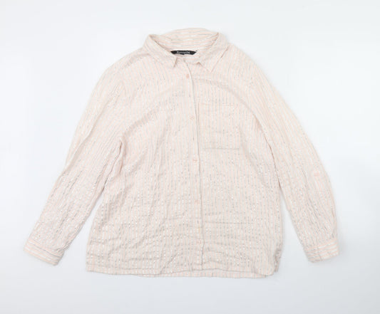 Bonmarche Womens Pink Striped  Basic Button-Up Size 18