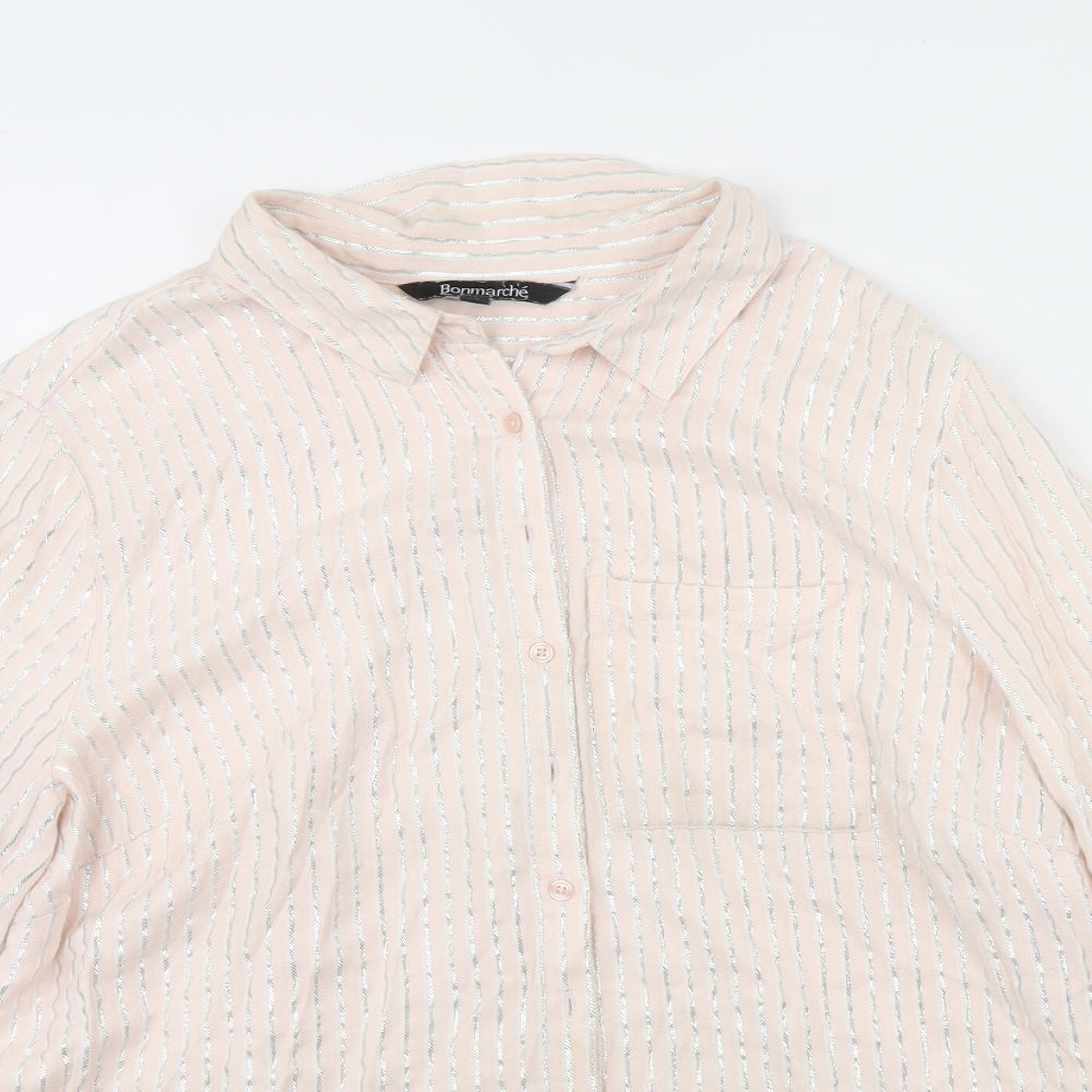 Bonmarche Womens Pink Striped  Basic Button-Up Size 18