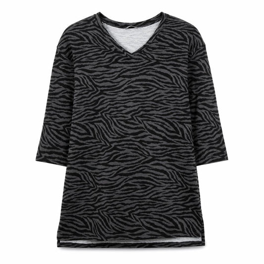 Front view of Nutmeg women’s grey animal print a-line, size UK 10