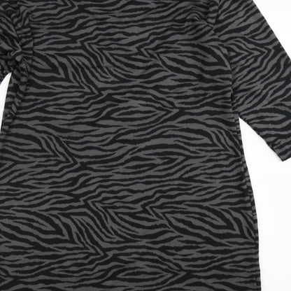 Nutmeg Womens Grey Animal Print  A-Line  Size 10