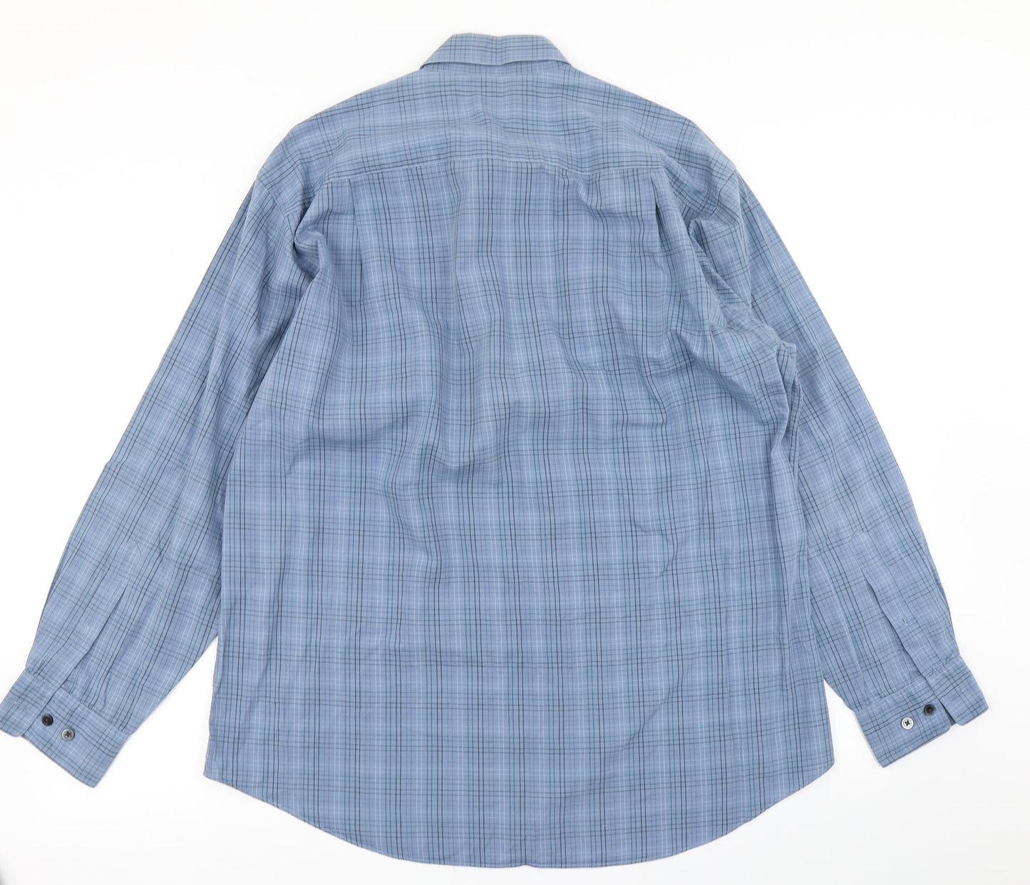 Slates Mens Blue Plaid   Button-Up Size L