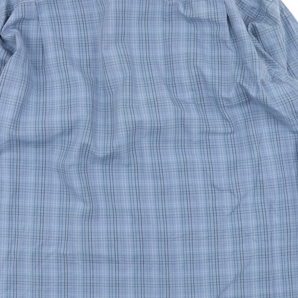 Slates Mens Blue Plaid   Button-Up Size L
