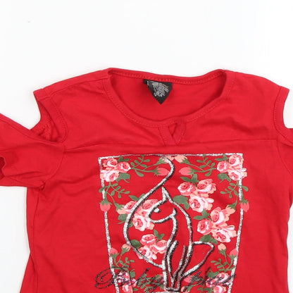 baby ohhat Girls Red   Basic T-Shirt Size 6 Years