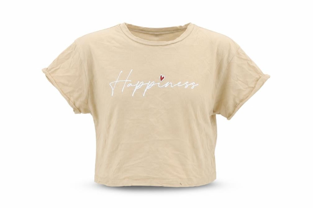 Front view of New Look girls’ beige basic t-shirt, size 9, years
