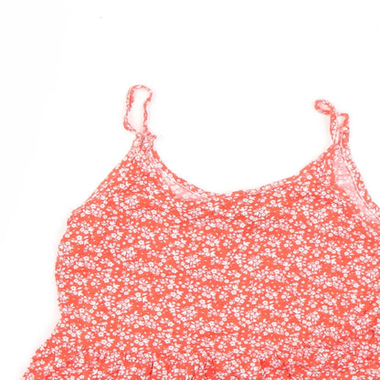 Primark Womens Orange Floral  Basic T-Shirt Size 4