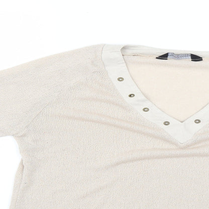Close-up detail of Dorothy Perkins men’s beige jumper