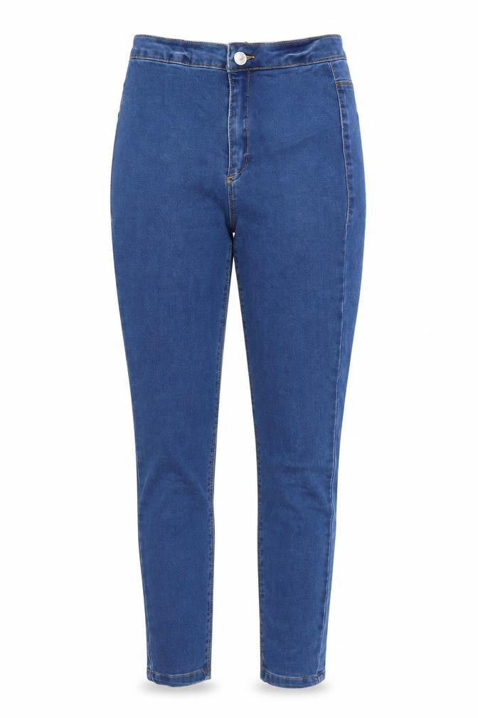 Front view of Missguided women’s blue skinny jeans, size UK 6, 25-inch leg