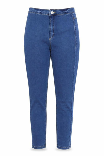 Front view of Missguided women’s blue skinny jeans, size UK 6, 25-inch leg
