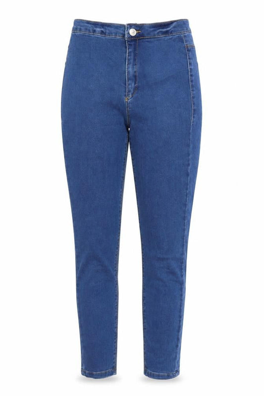 Front view of Missguided women’s blue skinny jeans, size UK 6, 25-inch leg