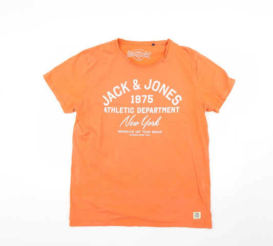JACK & JONES Mens Orange    T-Shirt Size XL