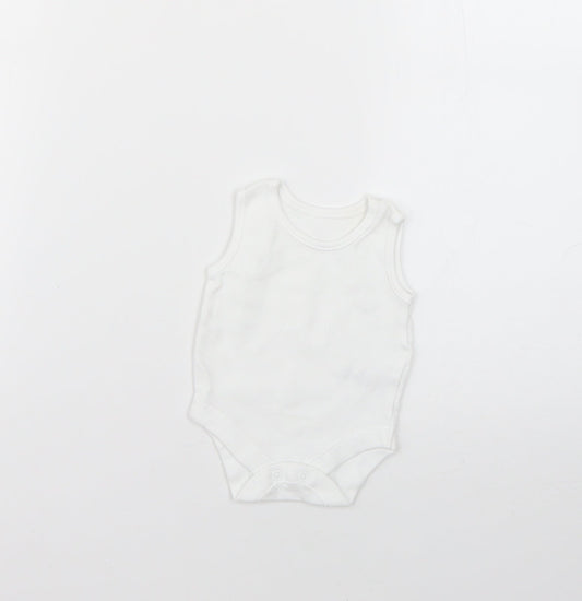 Front view of George Baby White Babygrow One-Piece Size Newborn
