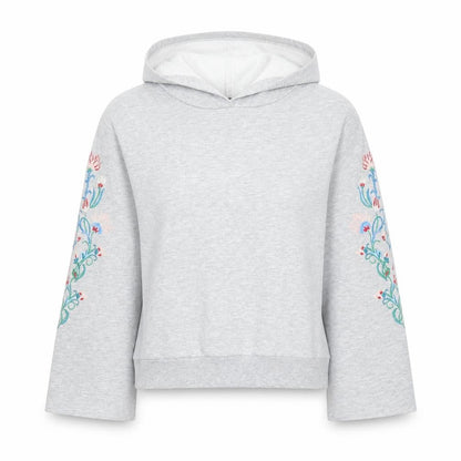 Front view of Atmosphere women’s grey pullover hoodie, size UK 6