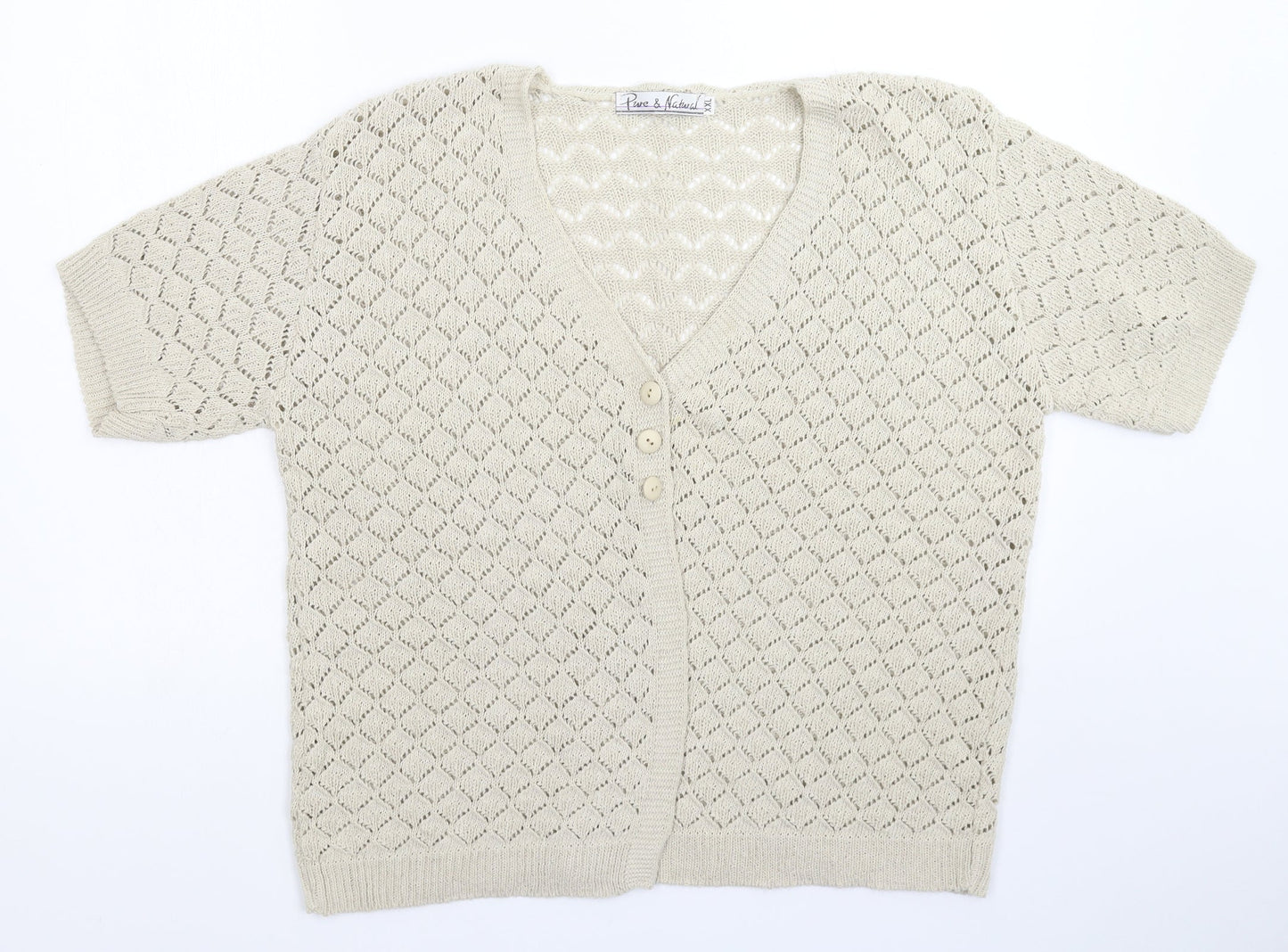 Womens UK Size 2XL Pure & Natural Grey Cardigan Jumper