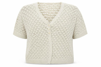 Front view of Pure & Natural women’s grey knit cardigan jumper, size 2XL