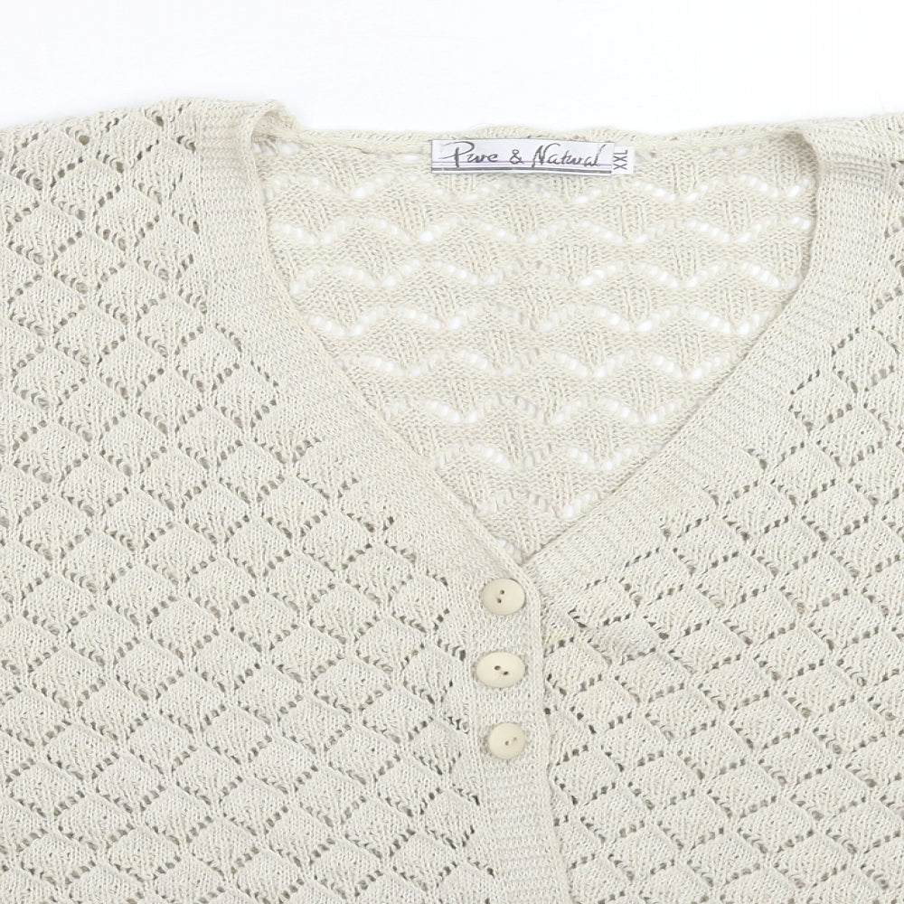 Womens UK Size 2XL Pure & Natural Grey Cardigan Jumper