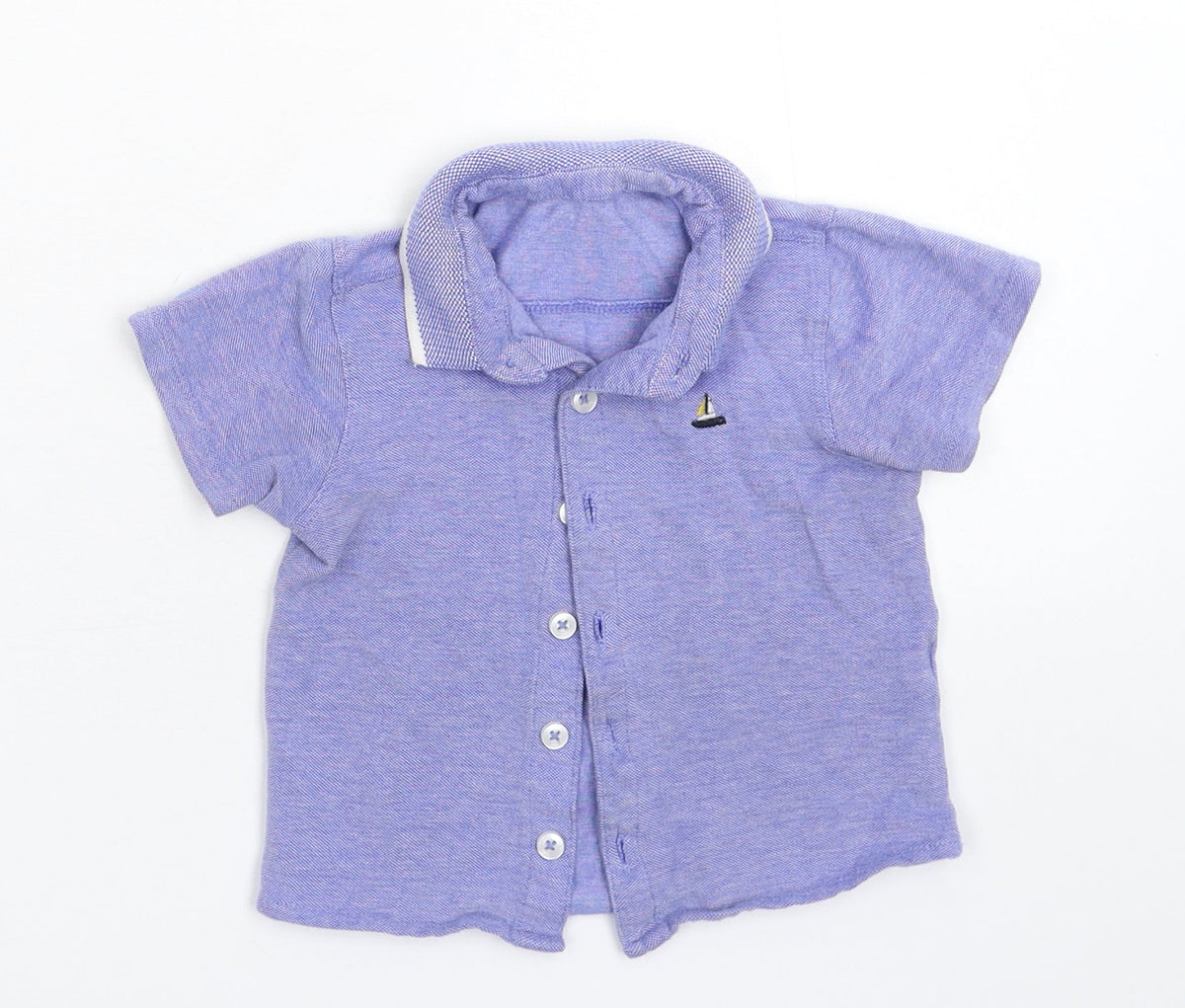 Additional front view of Matalan boys’ blue basic polo, size 12-18, months