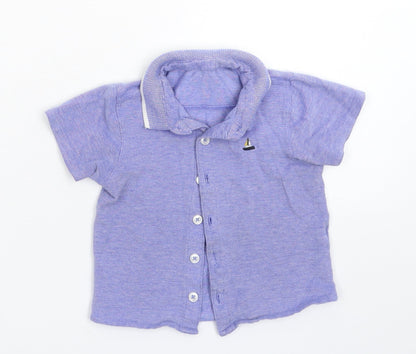 Additional front view of Matalan boys’ blue basic polo, size 12-18, months