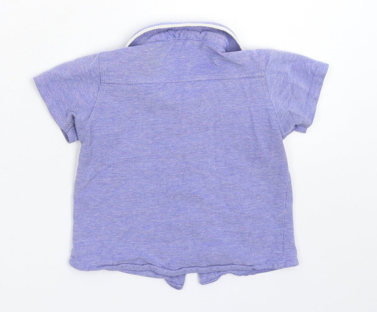 Back view of Matalan boys’ blue basic polo, size 12-18, months