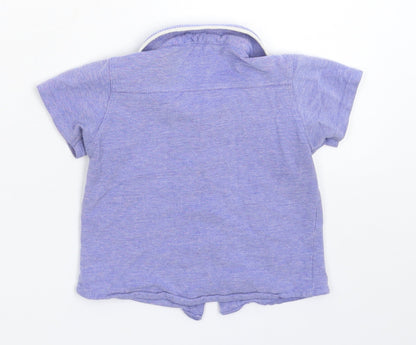 Back view of Matalan boys’ blue basic polo, size 12-18, months