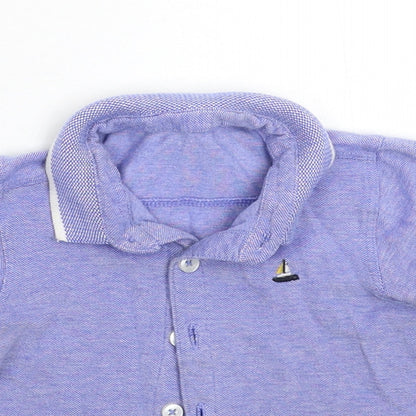 Close-up detail of Matalan boys’ blue basic polo, size 12-18, months