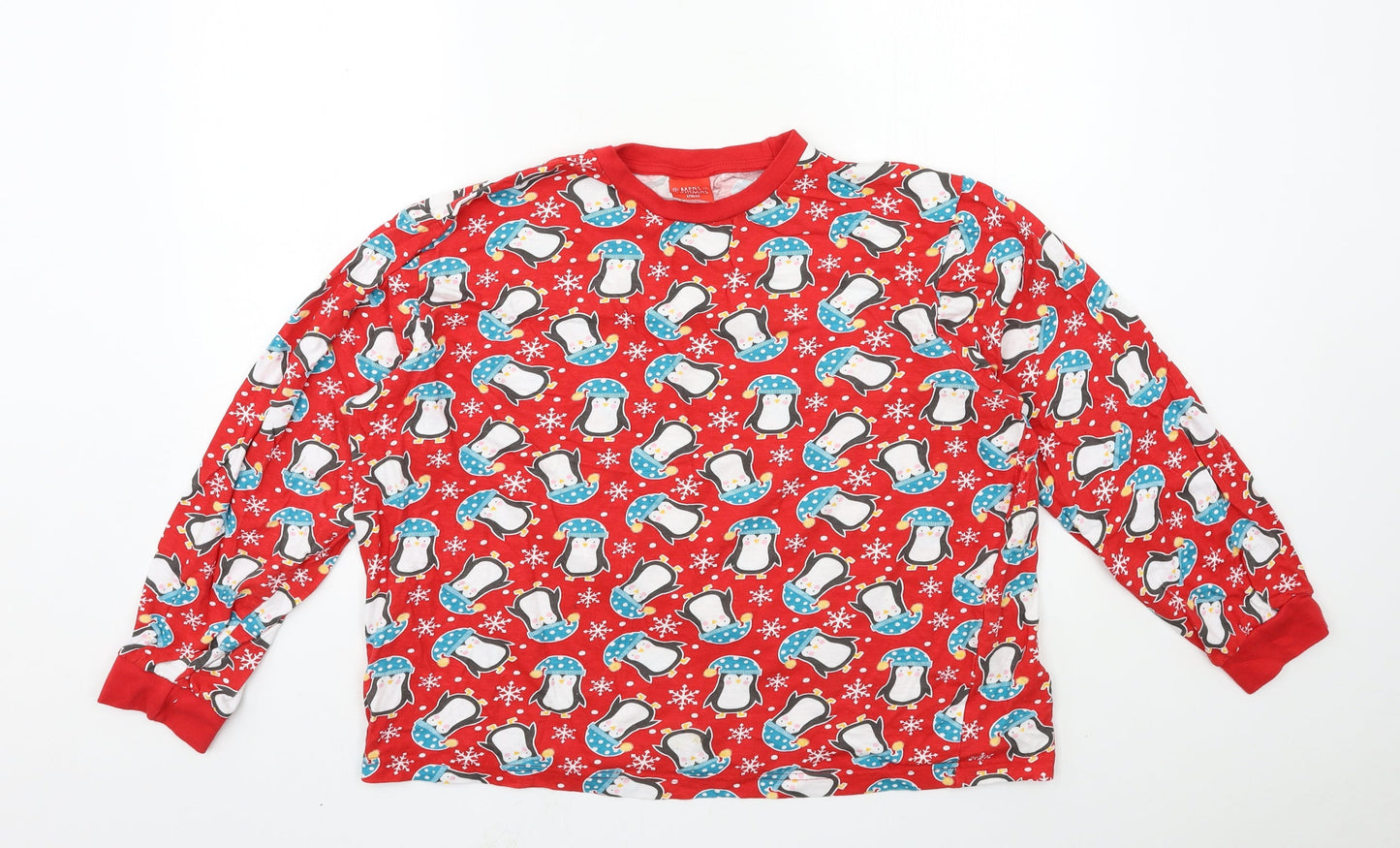 Mens Pyjamas Womens Red Geometric Jersey Top Pyjama Top Size L  - penguin