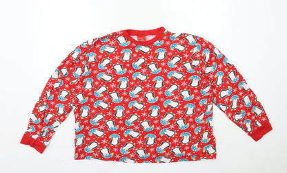 Mens Pyjamas Womens Red Geometric Jersey Top Pyjama Top Size L  - penguin