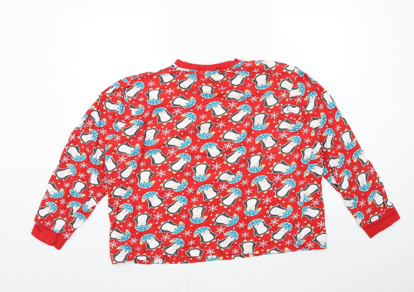 Mens Pyjamas Womens Red Geometric Jersey Top Pyjama Top Size L  - penguin