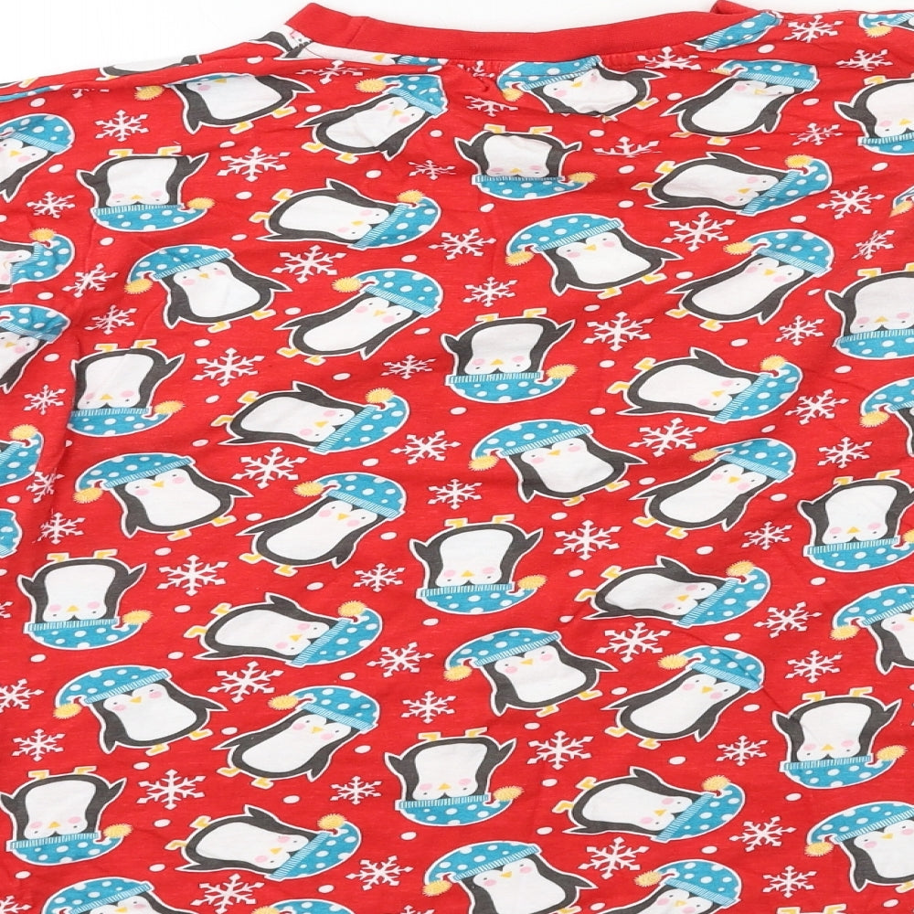 Mens Pyjamas Womens Red Geometric Jersey Top Pyjama Top Size L  - penguin
