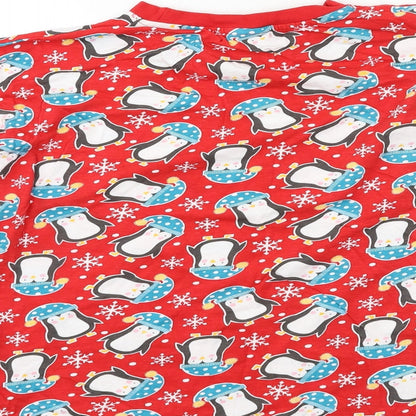 Mens Pyjamas Womens Red Geometric Jersey Top Pyjama Top Size L  - penguin