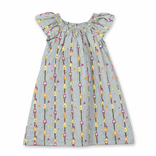 Preworn Girls Grey Geometric  A-Line  Size 4 Years  - Birdhouse