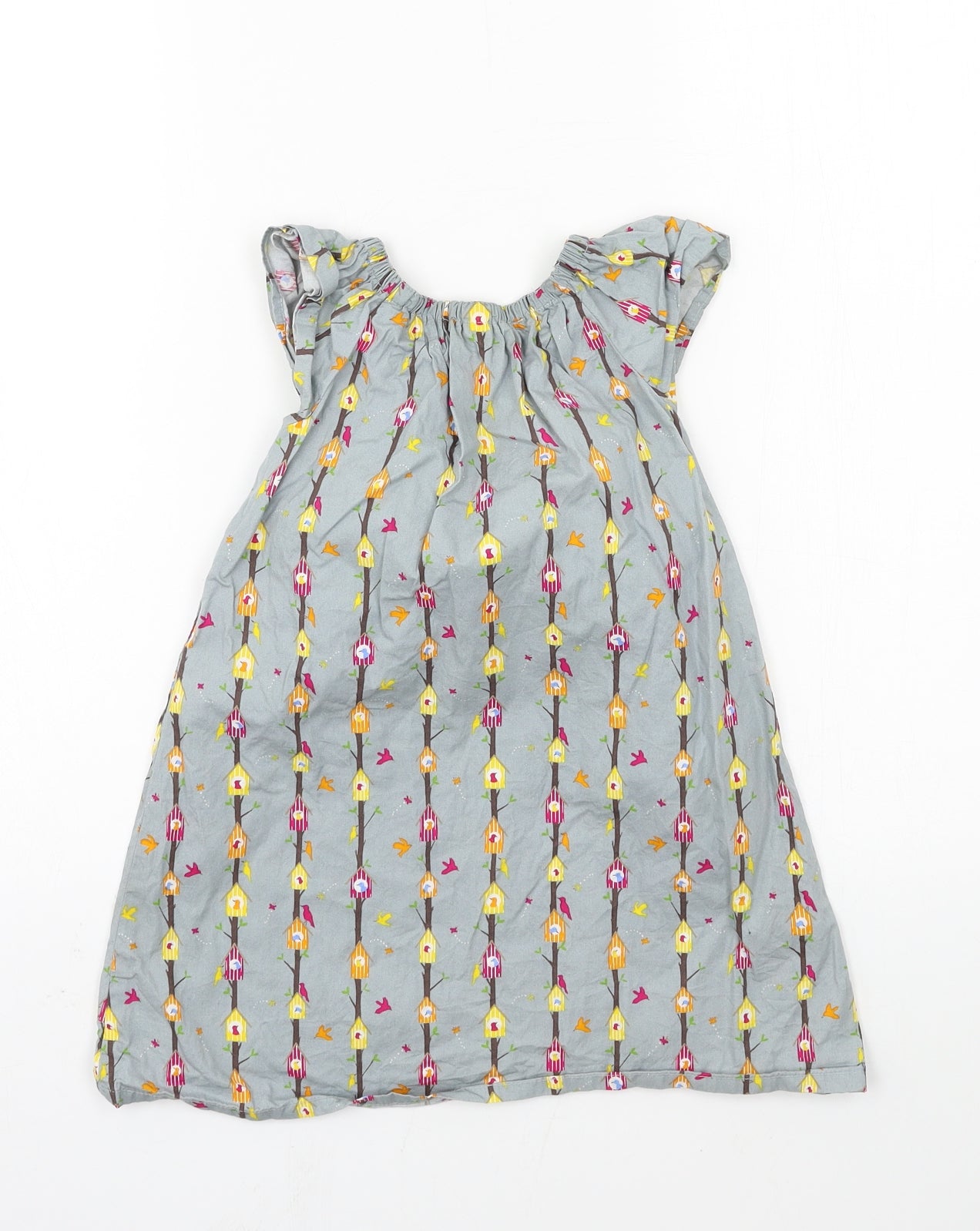Preworn Girls Grey Geometric  A-Line  Size 4 Years  - Birdhouse