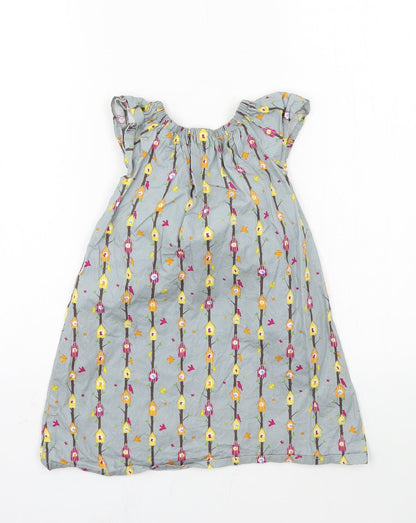 Preworn Girls Grey Geometric  A-Line  Size 4 Years  - Birdhouse