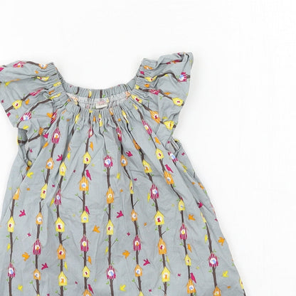 Preworn Girls Grey Geometric  A-Line  Size 4 Years  - Birdhouse