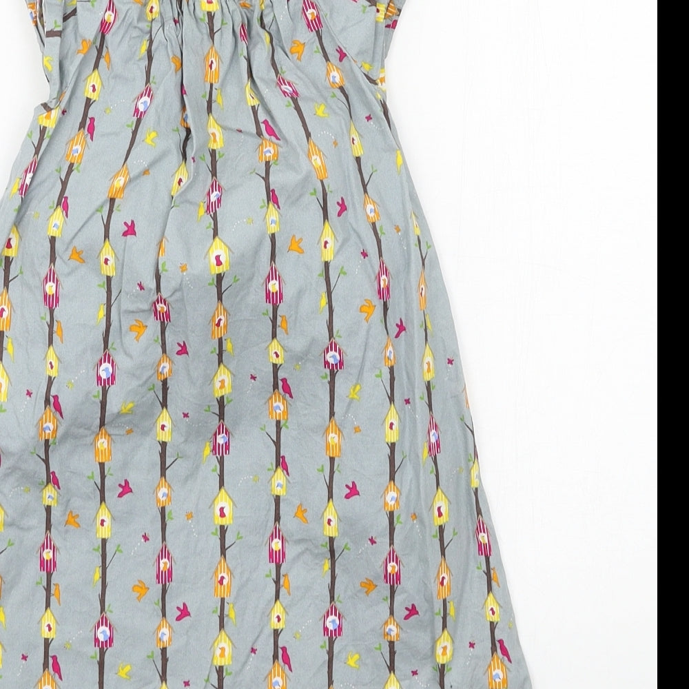 Preworn Girls Grey Geometric  A-Line  Size 4 Years  - Birdhouse