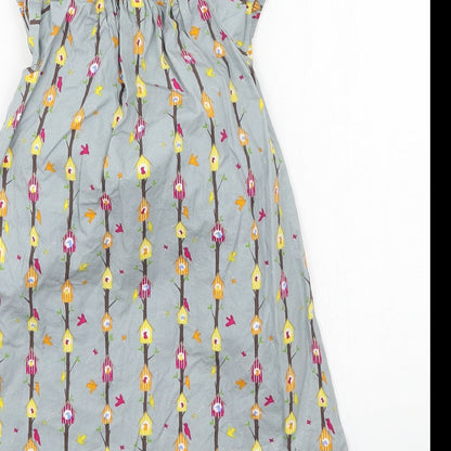 Preworn Girls Grey Geometric  A-Line  Size 4 Years  - Birdhouse