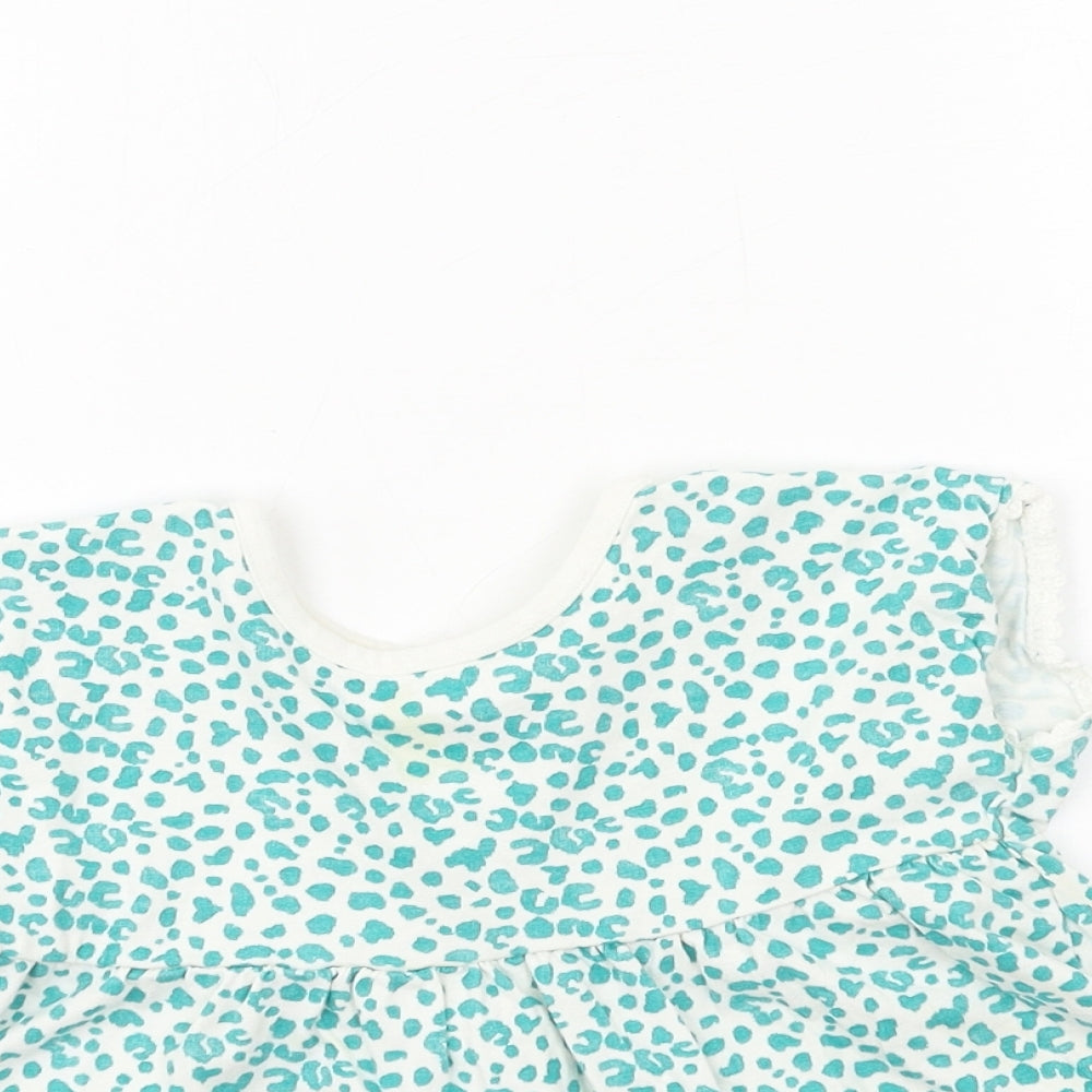 George Girls White Animal Print Jersey Skater Dress  Size 5-6 Years