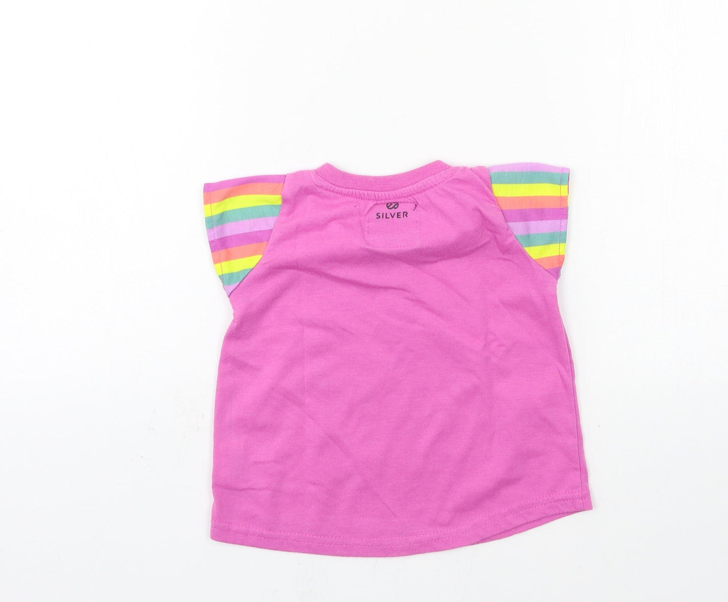 Silver Girls Pink  Jersey Basic T-Shirt Size 2 Years  - unicorn