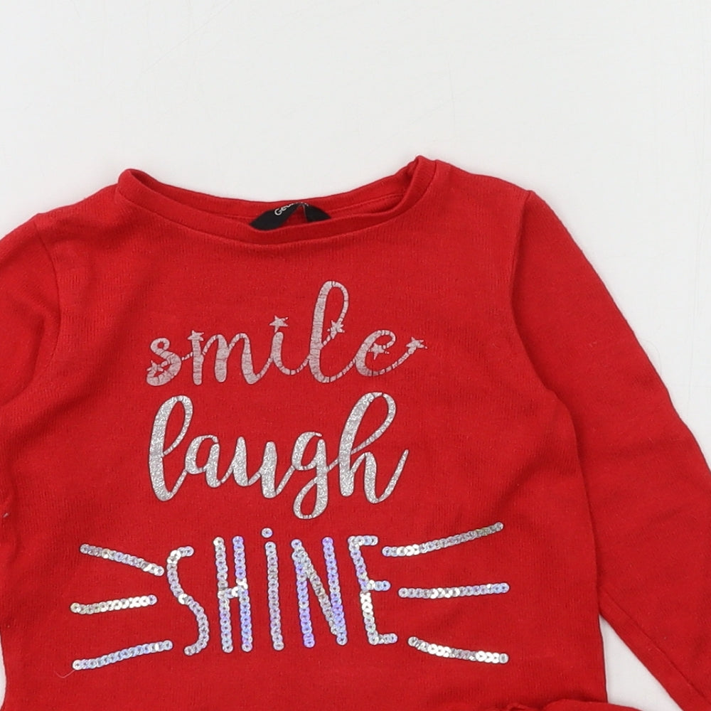 George Girls Red  Knit Pullover Jumper Size 18-24 Months  - Smile