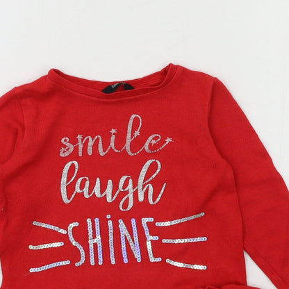 George Girls Red  Knit Pullover Jumper Size 18-24 Months  - Smile