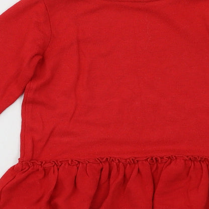 George Girls Red  Knit Pullover Jumper Size 18-24 Months  - Smile