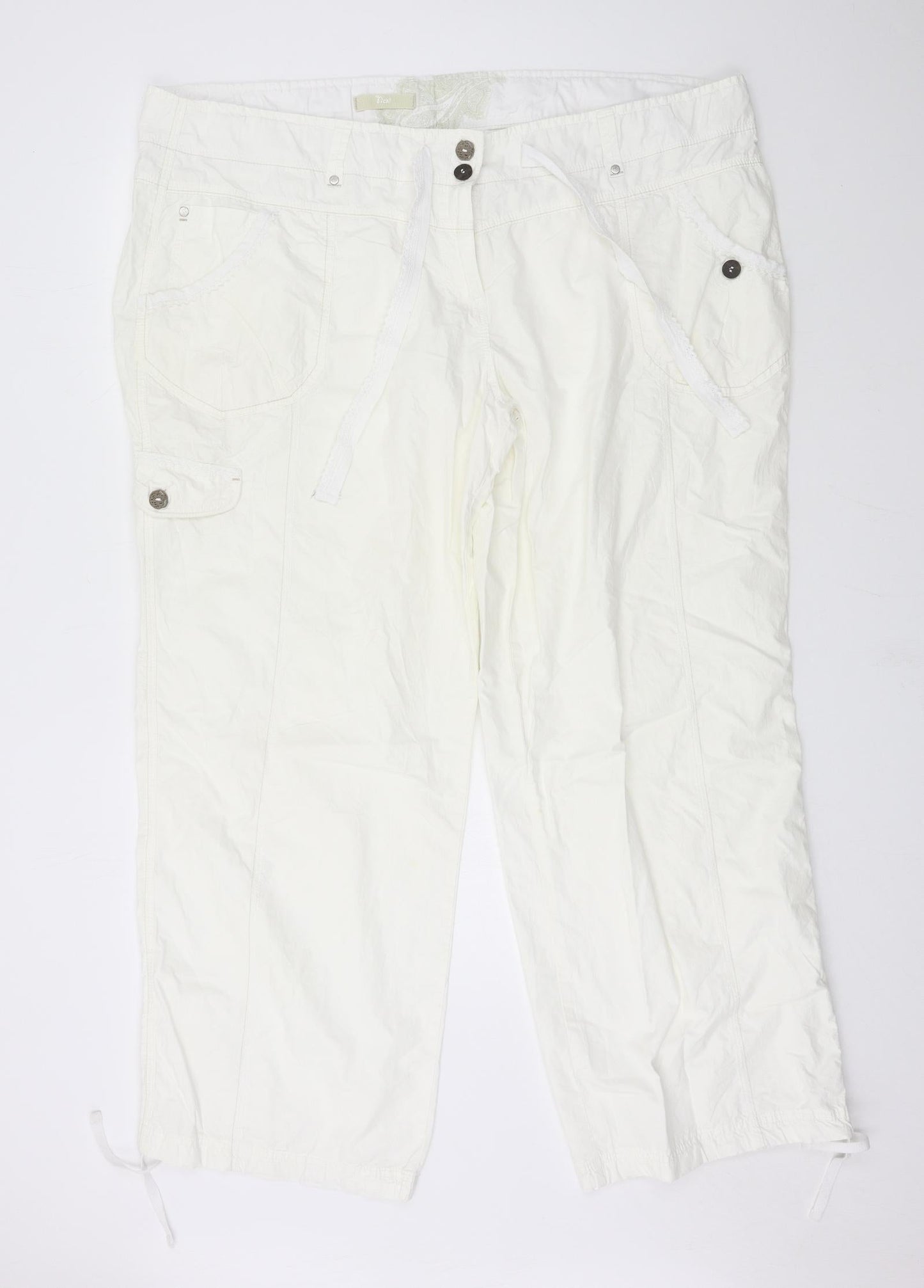 Womens UK Size 46 in NEXT Regular Fit Cargo White Trousers
