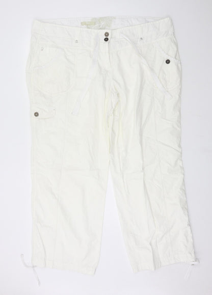 Womens UK Size 46 in NEXT Regular Fit Cargo White Trousers