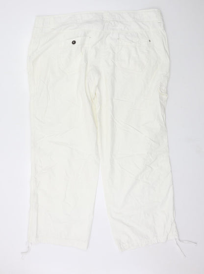 Womens UK Size 46 in NEXT Regular Fit Cargo White Trousers